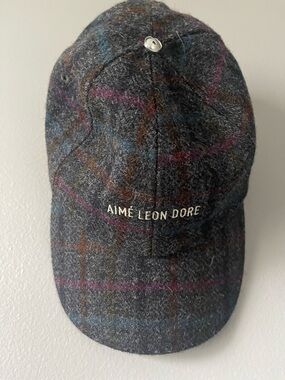 Aime Leon Dore Gray Plaid Wool Cap with Multicolor Windowpane
